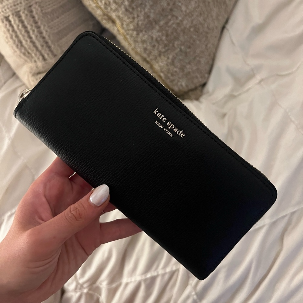 Kate spade black wallet gold details